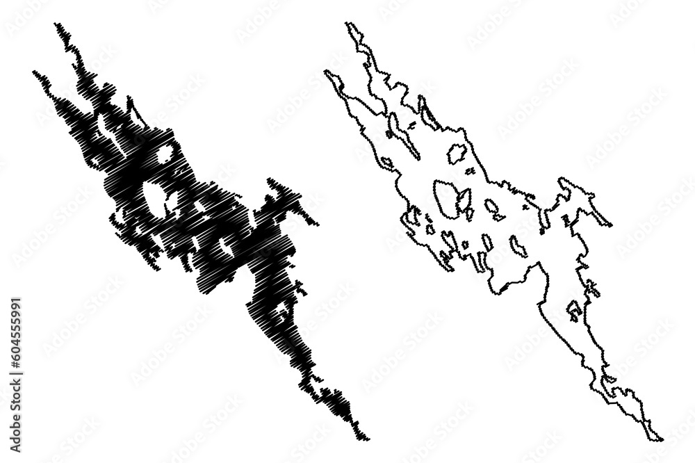 Obraz premium Lake Pielinen (Republic of Finland) map vector illustration, scribble sketch Pielisjärvi or Pielisjarvi map