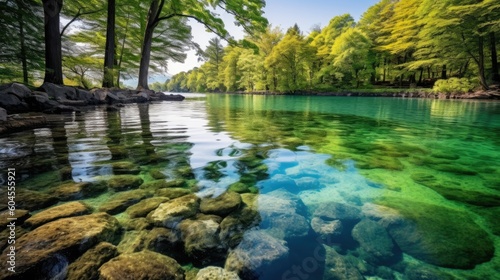 Tranquil Beauty Blue Lake Trees © Omkar