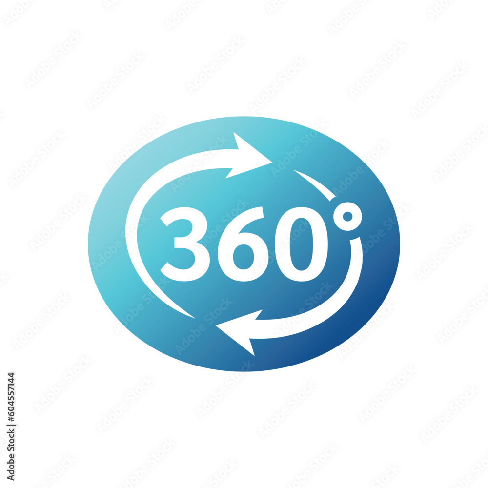 360 degrees view loop vector icon. Three hundred sixty neon electric and proton purple gradient sticker label. 360 degrees view loop vector icon. Three hundred sixty neon electric and proton purple gradient sticker label.