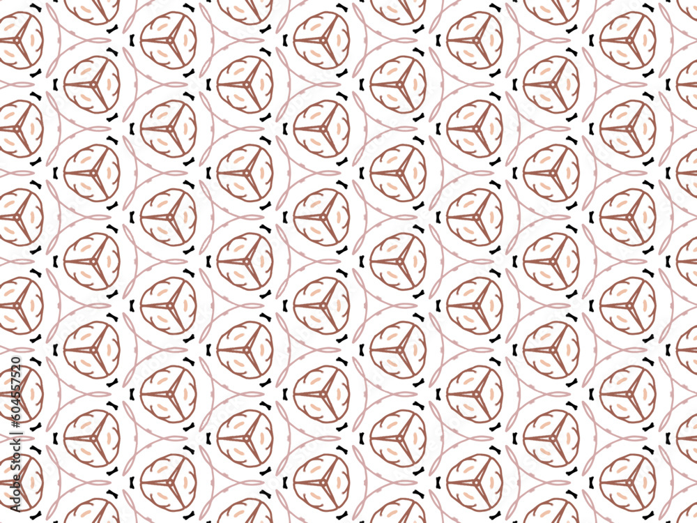 Vector Illustration of Brown Abstract Mandala or Ikat Texture Seamless Pattern for Wallpaper Background.
