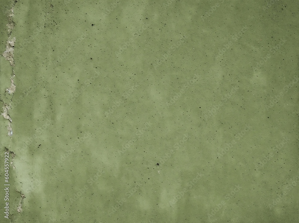 Brown green old concrete wall surface. Dark olive color. Close-up. Rough background for design. Distressed, cracked, broken, crumbled. Generative ai