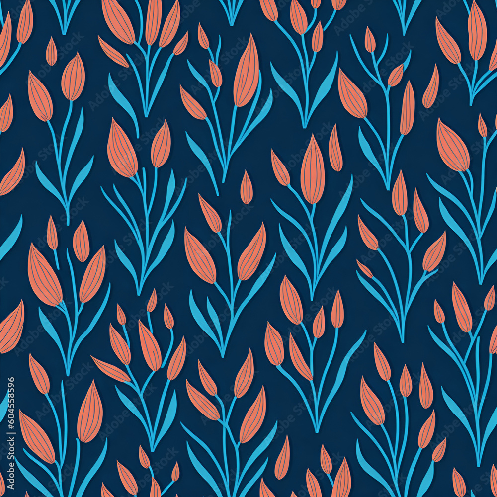 Obraz premium Pattern with tulips flowers. AI generated illusration
