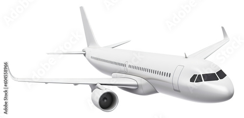White airplane cut out. Based on Generative AI