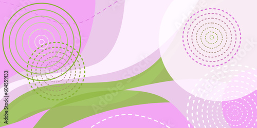 Abstract pink and green background with geometric shapes. Minimalist banner