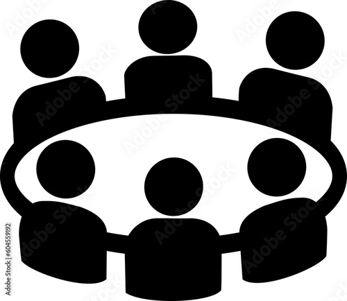 Team business meeting with teamwork and collaboration flat vector icon for apps and websites.Team business people, teamwork icon. Replaceable vector design.