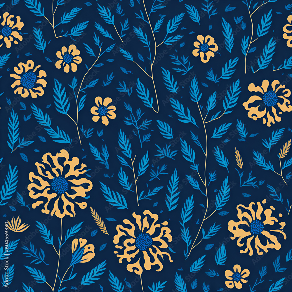 Pattern with spring flowers. AI generated illusration