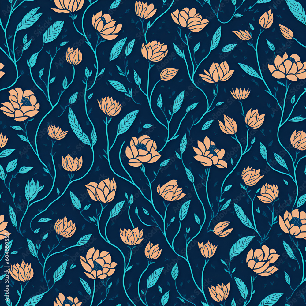 Pattern with spring flowers. AI generated illusration Pattern with spring flowers. AI generated illusration