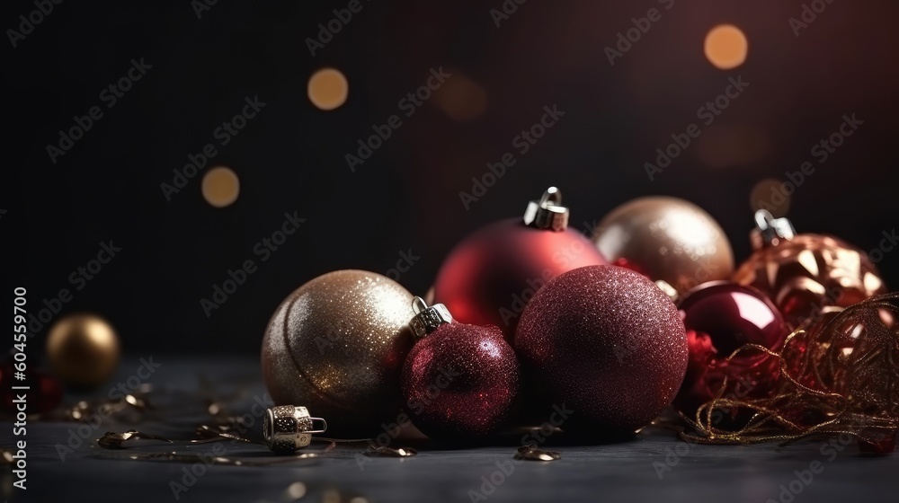 Christmas decoration bauble ball. Christmas and New Year background. Festive seasonal Christmas bright background. Holiday poster and banner, greeting card. generative ai Christmas decoration bauble ball. Christmas and New Year background. Festive seasonal Christmas bright background. Holiday poster and banner, greeting card. generative ai