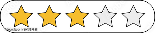 5 Star Golden Rating icon. Client review stars symbol element
