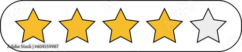 5 Star Golden Rating icon. Client review stars symbol element