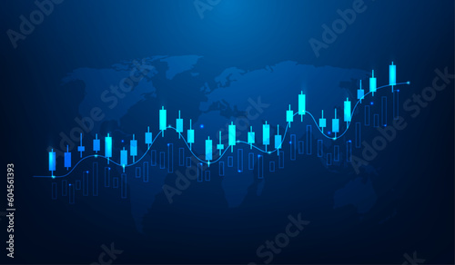 business graph stock market investment global. trading  profit statistic. candlestick economic chart growth technology. vector illustration fantastic hi tech design.