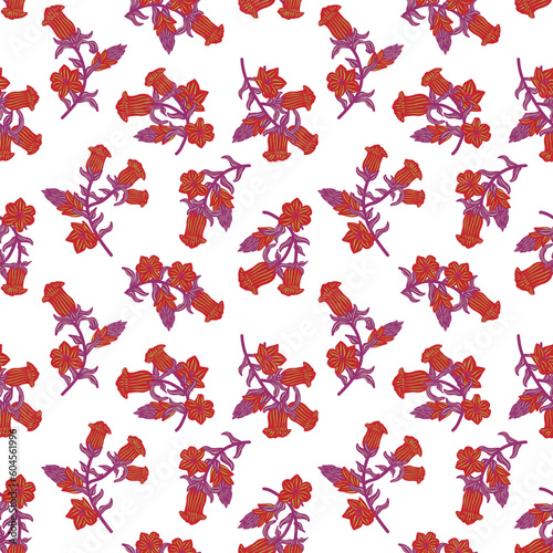 Red Oriental Floral Seamless Pattern Design Background