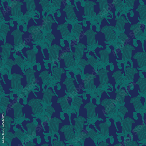 Green Oriental Floral Seamless Pattern Design Background