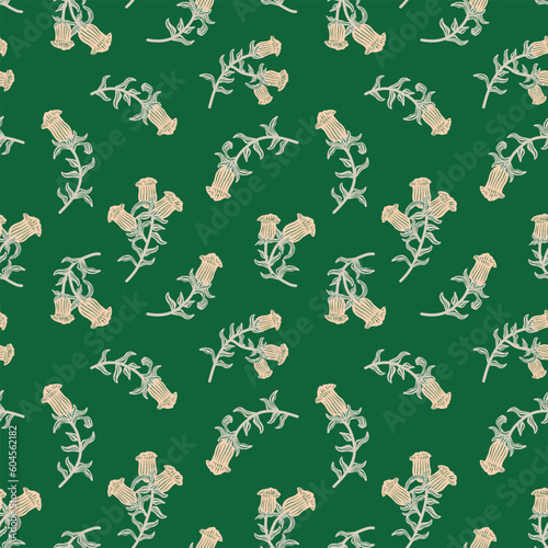 Green Oriental Floral Seamless Pattern Design Background