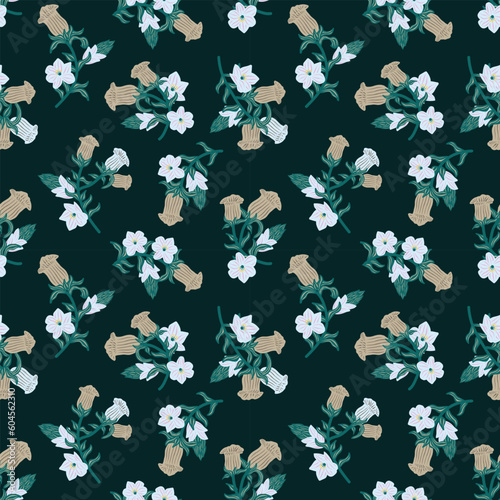 Green Oriental Floral Seamless Pattern Design Background