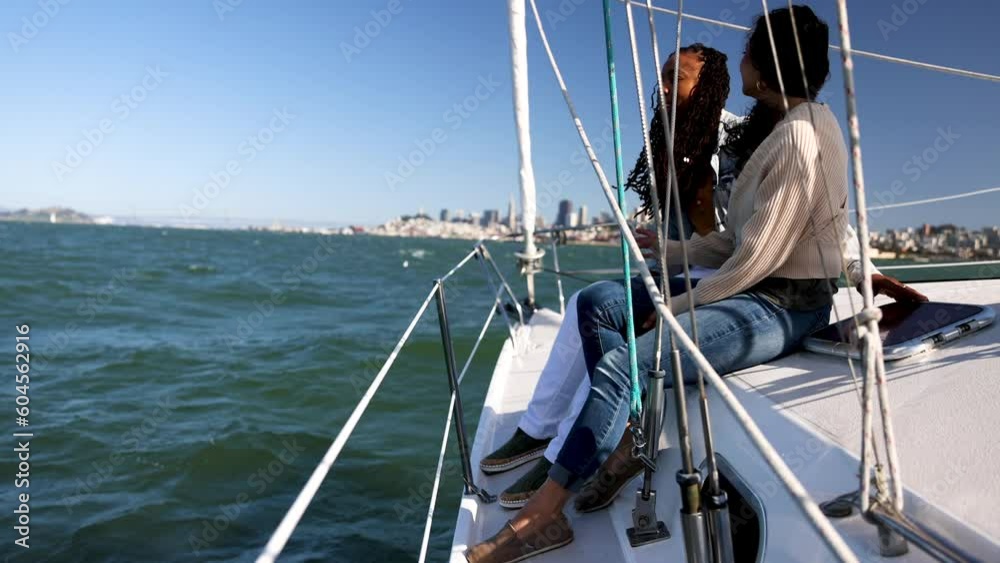 Diverse Lesbian Gay girlfriends sunset sailing San Francisco Diverse Lesbian Gay girlfriends sunset sailing San Francisco