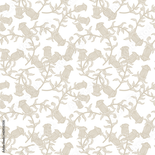 Neutral Colour Oriental Floral Seamless Pattern Design Background