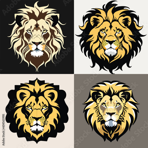 set of lion logo abstract art vector illustration business logo design art