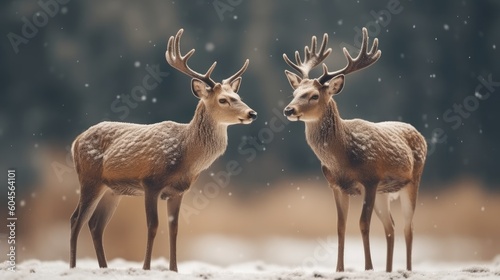 Deer cute christmas. Christmas and New Year background. Festive seasonal Christmas bright background. Holiday poster and banner, greeting card. generative ai