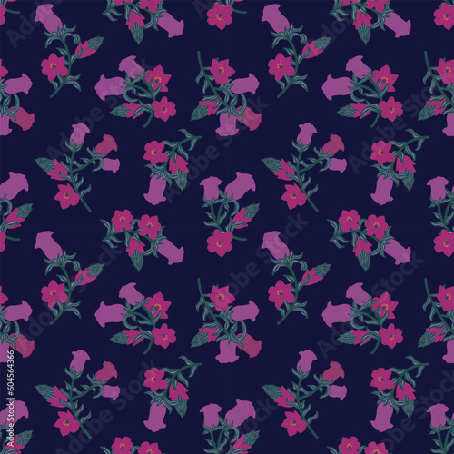 Colourful Oriental Floral Seamless Pattern Design Background
