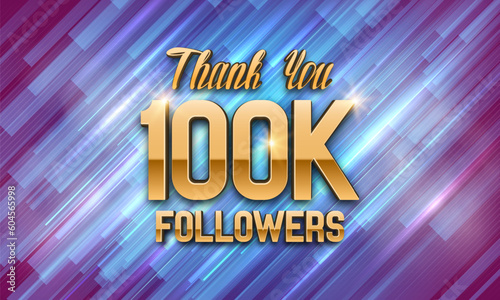 100000 followers. Poster for social network and followers. Vector template for your design.