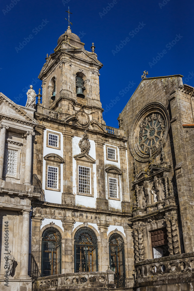Facade of Church of Saint Francis in Porto, city in Portugal