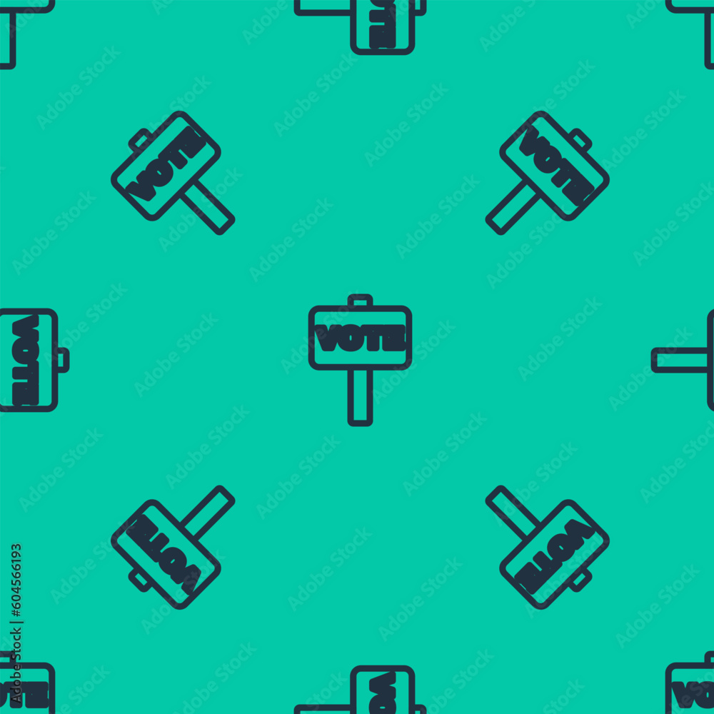 Blue line Vote icon isolated seamless pattern on green background. Vector Blue line Vote icon isolated seamless pattern on green background. Vector