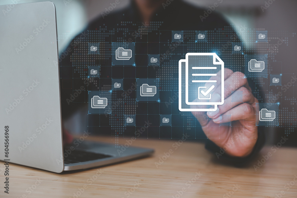 Data document content management system search and online file transfer