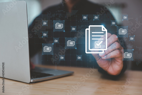 Vászonkép Data document content management system search and online file transfer download