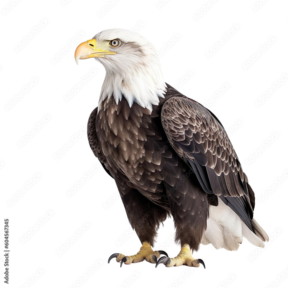 Obraz premium Bald Eagle bird isolated on a transparent background, Generative ai