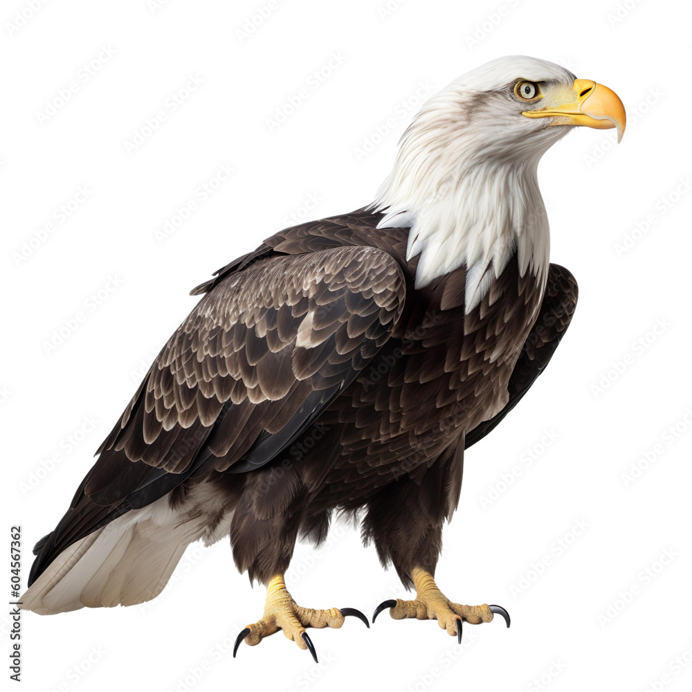 Obraz premium Bald Eagle bird isolated on a transparent background, Generative ai 