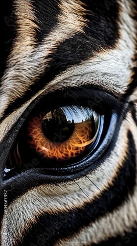 close up of a zebras eye