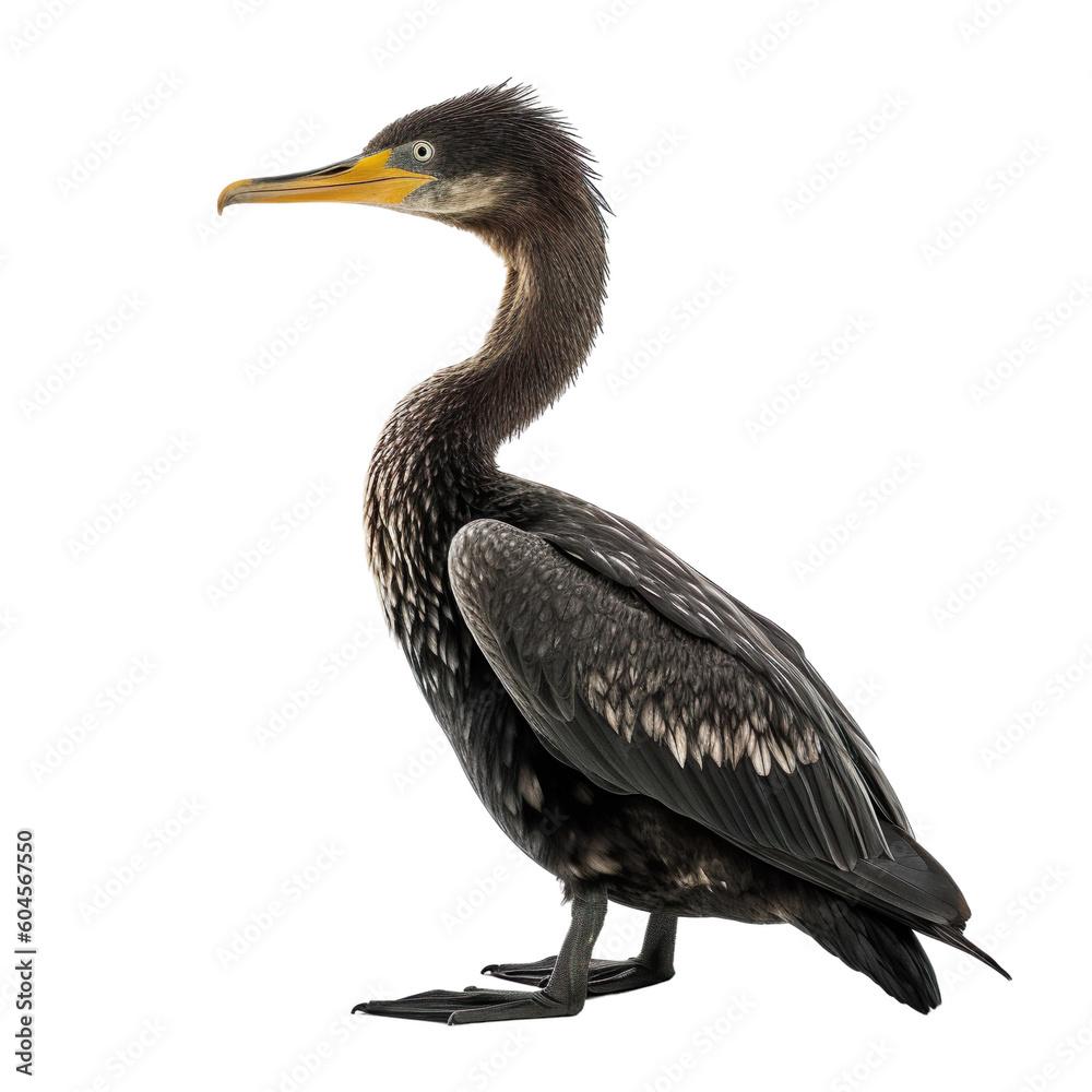 Double-crested Cormorant bird isolated on a transparent background, Generative ai 