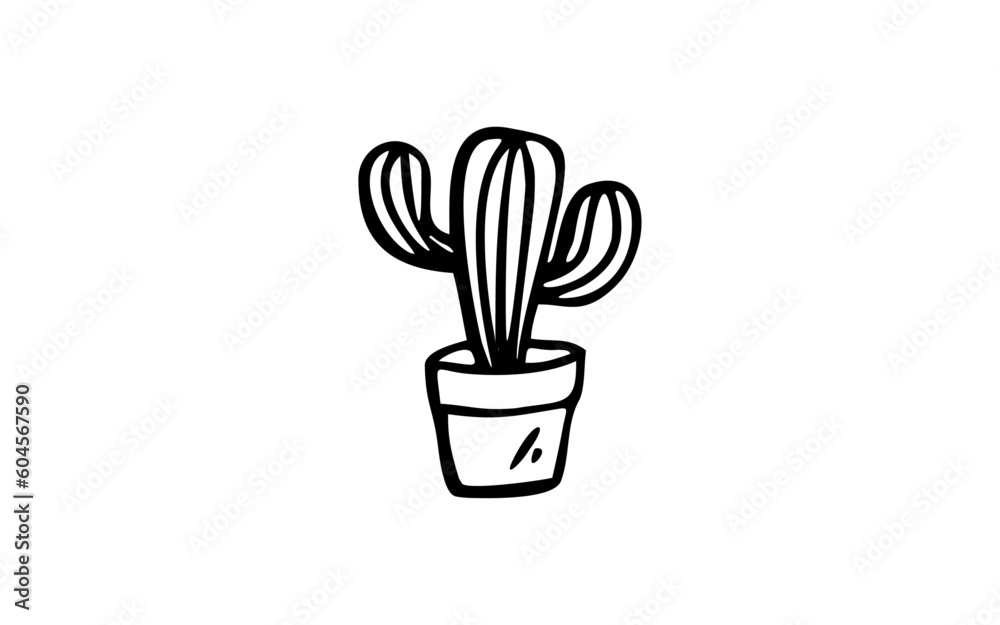A CACTUS Doodle art illustration with black and white style. A CACTUS Doodle art illustration with black and white style.