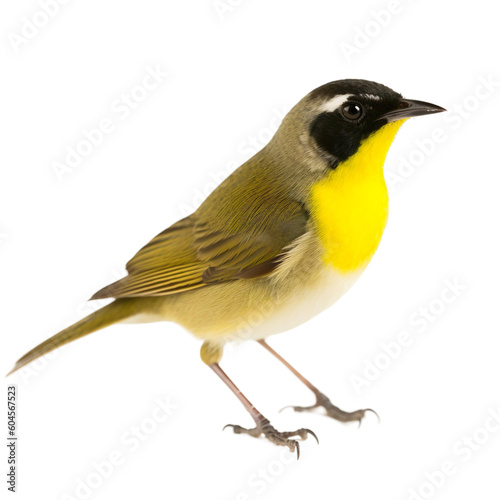 Canvas Print Common Yellow throat bird isolated on a transparent background, Generative ai
