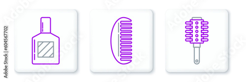 Set line Hairbrush, Aftershave and icon. Vector