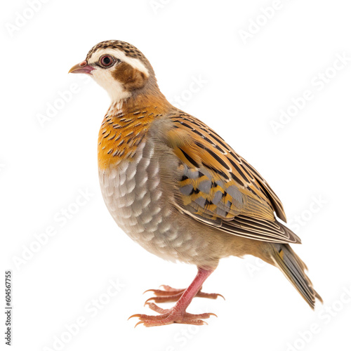 Hungarian Partridge bird isolated on a transparent background, Generative ai 
