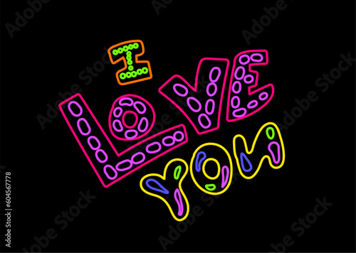 Neon Stroke I love You Night Illumination