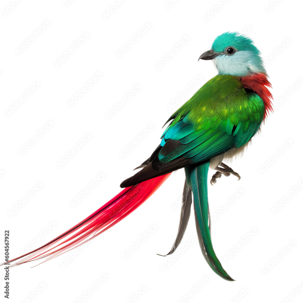 Quetzal bird isolated on a transparent background, Generative ai 