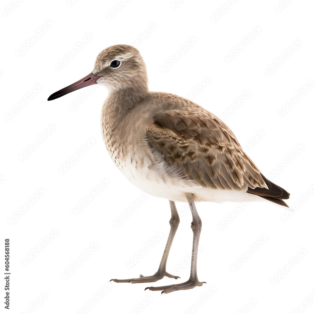 Willet bird isolated on a transparent background, Generative ai Willet bird isolated on a transparent background, Generative ai