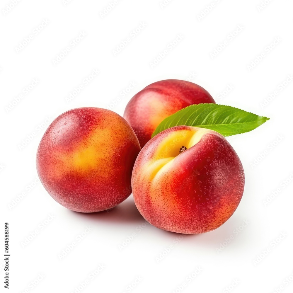 Nectarines isolated on white background (generative AI)