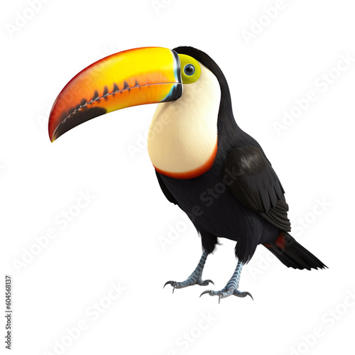 Toucan bird isolated on a transparent background, Generative ai 