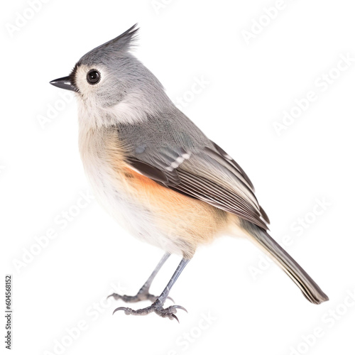 Tufted Titmouse bird isolated on a transparent background, Generative ai 