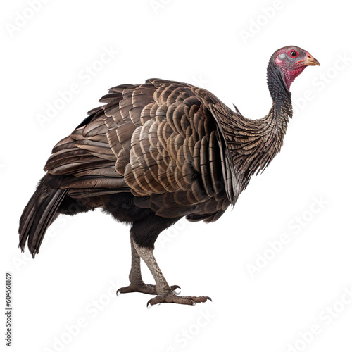 Wild Turkey bird isolated on a transparent background, Generative ai 
