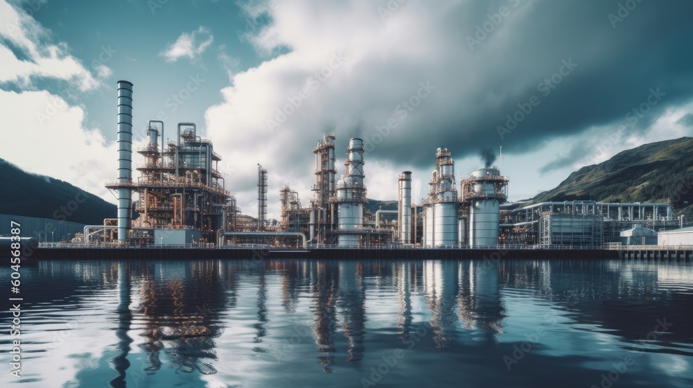 refinery plant near a water body refinery plant near a water body
