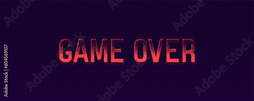 Bitmap text "Game over". Pixel video game. Vector illustration.