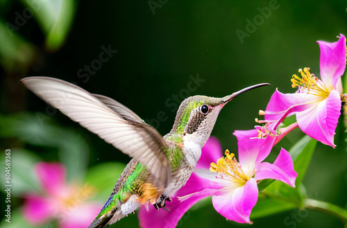a hummingbird and flower generative ai