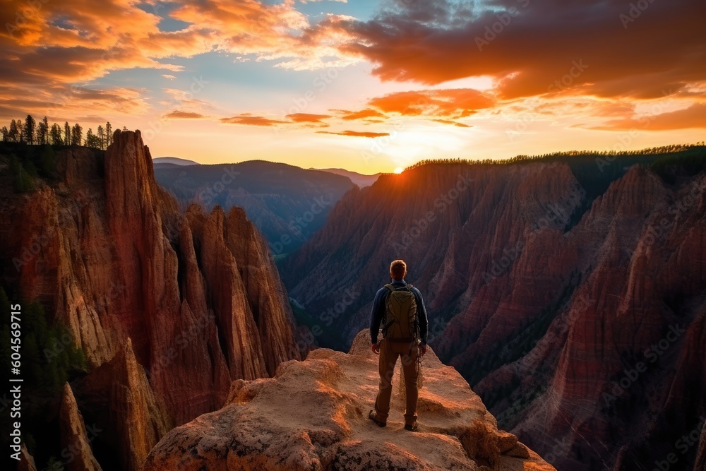 Fototapeta premium hiker on the top of the mountain