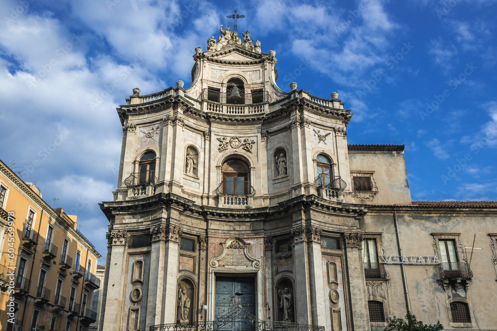 Church of St Placidus in historic part of Catania, Sicily Island in Italy