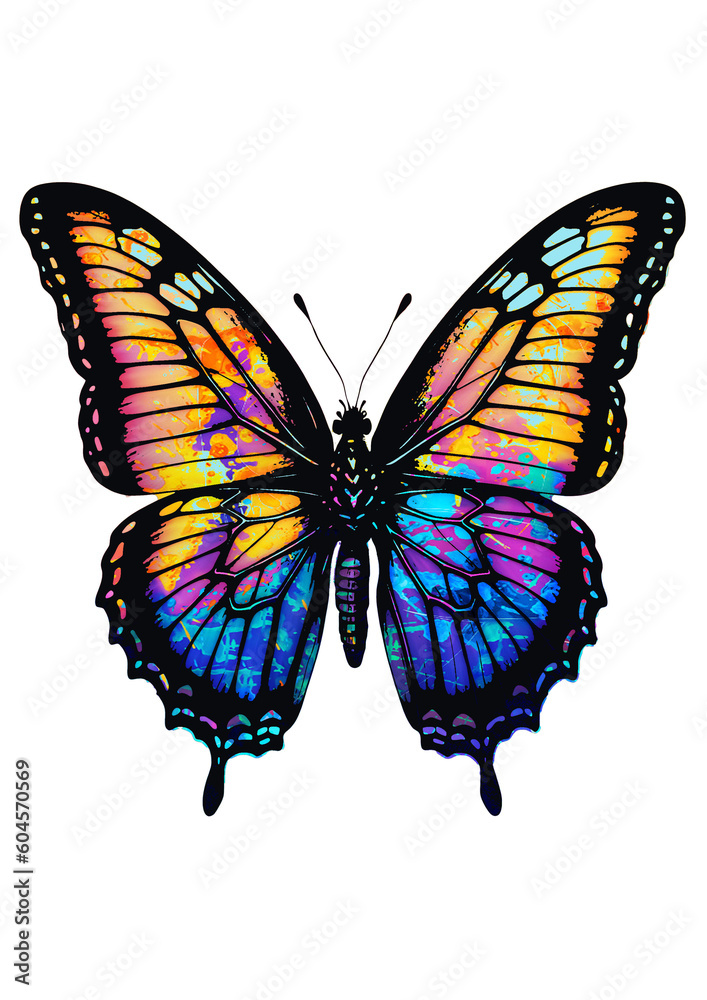 Watercolor Butterfly Art, Butterfly Drawing Isolated on White Background Watercolor Butterfly Art, Butterfly Drawing Isolated on White Background